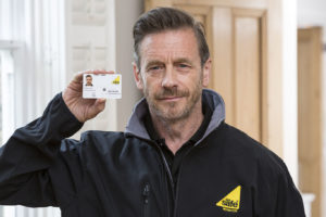 Engineer displaying Gas Safe ID card