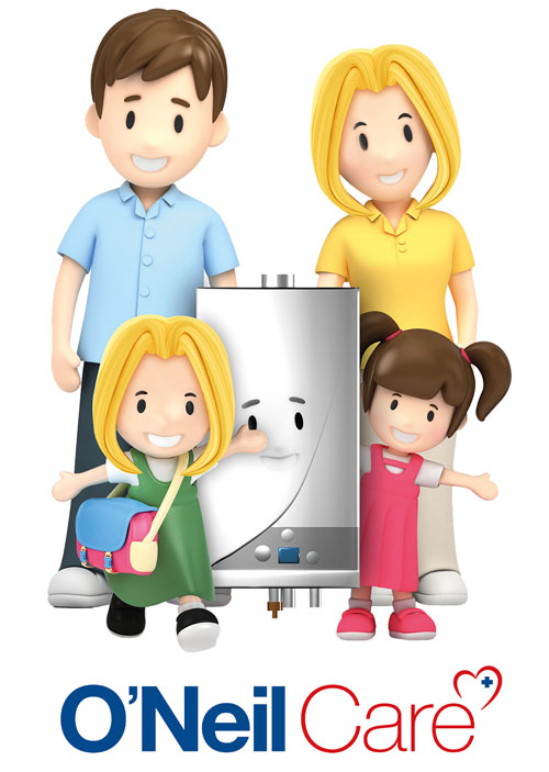 Family with boiler illustration